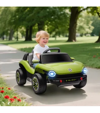 Coche Eléctrico para Niños de +3 Años Volkswagen E-Buggy 12V con Mando a Distancia 2,4 G Ruedas con Suspensión Verde