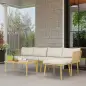 Conjunto de Jardín de Ratán Sintético de 4 Piezas con Sofás Modulares Mesa Auxiliar y Cojines Natural Conjunto de Jardín de Ratán Sintético de 4 Piezas con Sofás Modulares Mesa Auxiliar y Cojines Natural
