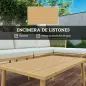 Conjunto de Jardín de Ratán Sintético de 4 Piezas con Sofás Modulares Mesa Auxiliar y Cojines Natural Conjunto de Jardín de Ratán Sintético de 4 Piezas con Sofás Modulares Mesa Auxiliar y Cojines Natural