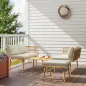 Conjunto de Jardín de Ratán Sintético de 4 Piezas con Sofás Modulares Mesa Auxiliar y Cojines Natural Conjunto de Jardín de Ratán Sintético de 4 Piezas con Sofás Modulares Mesa Auxiliar y Cojines Natural