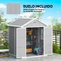 Caseta de Jardín Exterior 182x151x219 cm con Suelo Puerta Cerrada y Techo Inclinado para Almacenar Herramientas Gris Caseta de Jardín Exterior 182x151x219 cm con Suelo Puerta Cerrada y Techo Inclinado para Almacenar Herramientas Gris
