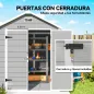 Caseta de Jardín Exterior 182x151x219 cm con Suelo Puerta Cerrada y Techo Inclinado para Almacenar Herramientas Gris Caseta de Jardín Exterior 182x151x219 cm con Suelo Puerta Cerrada y Techo Inclinado para Almacenar Herramientas Gris