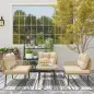 Conjunto de Muebles de Jardín de Ratán Sintético de 4 Piezas en Forma de L con Estructura de Acero Cojines y Mesa