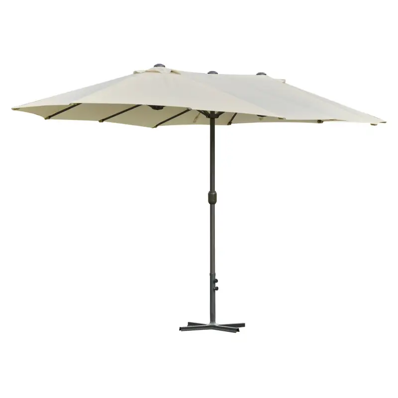 Sombrilla Doble para Jardín 455x265x238 cm Parasol Grande con Manivela Manual Resistente al Agua Protección Solar Crema Sombrilla Doble para Jardín 455x265x238 cm Parasol Grande con Manivela Manual Resistente al Agua Protección Solar Crema
