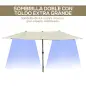 Sombrilla Doble para Jardín 455x265x238 cm Parasol Grande con Manivela Manual Resistente al Agua Protección Solar Crema Sombrilla Doble para Jardín 455x265x238 cm Parasol Grande con Manivela Manual Resistente al Agua Protección Solar Crema
