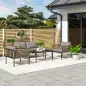 Conjunto de Muebles de Jardín 4 Piezas con Sofá Sillones Mesa de Centro y Cojines Natural y Gris Conjunto de Muebles de Jardín 4 Piezas con Sofá Sillones Mesa de Centro y Cojines Natural y Gris