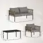 Conjunto de Muebles de Jardín 4 Piezas con Sofá Sillones Mesa de Centro y Cojines Natural y Gris Conjunto de Muebles de Jardín 4 Piezas con Sofá Sillones Mesa de Centro y Cojines Natural y Gris