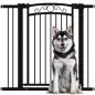 Puerta para Perros con Ancho Ajustable 76-104 cm Barrera de Seguridad con 2 Extensiones y Doble Bloqueo Negro Puerta para Perros con Ancho Ajustable 76-104 cm Barrera de Seguridad con 2 Extensiones y Doble Bloqueo Negro