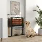 Puerta para Perros con Ancho Ajustable 76-104 cm Barrera de Seguridad con 2 Extensiones y Doble Bloqueo Negro Puerta para Perros con Ancho Ajustable 76-104 cm Barrera de Seguridad con 2 Extensiones y Doble Bloqueo Negro