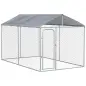 Perrera de Exterior con Toldo Anti-UV Impermeable Puerta con Pestillo y Marco de Metal Galvanizado 4x2,3x2,3 m Plata