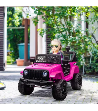 Coche Eléctrico para Niños de +3 Años Vehículo Todoterreno de Batería 12V con Control Remoto 100x65x72 cm Rosa