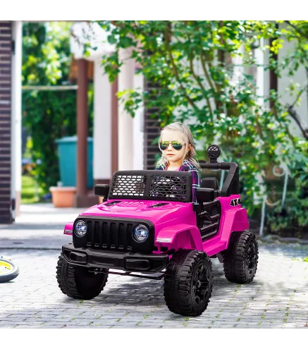 Coche Eléctrico para Niños de +3 Años Vehículo Todoterreno de Batería 12V con Control Remoto 100x65x72 cm Rosa