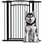 Puerta para Perros con Ancho Ajustable 76-104 cm Barrera de Seguridad con 2 Extensiones y Doble Bloqueo Negro