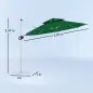 Parasol Excéntrico Ø292 cm con Manivela Giro 360° Inclinación Ajustable Doble Techo y Base Cruzada Verde Oscuro Parasol Excéntrico Ø292 cm con Manivela Giro 360° Inclinación Ajustable Doble Techo y Base Cruzada Verde Oscuro