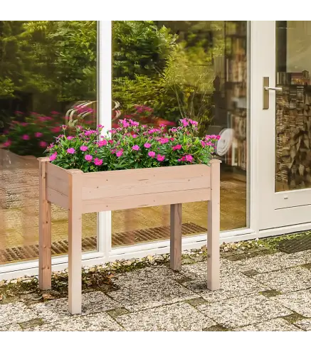 Huerto Urbano Elevado de Madera 86x46x76 cm con Tela no Tejida para Cultivos Plantas Flores Natural