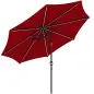 Sombrilla de Jardín Ø292x252 cm con Luces LED Solares Inclinación Ajustable y Manivela para Patio Terraza Burdeos
