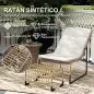 Sillón de Exterior con Reposapiés, Cojín Acolchado y Estructura de Acero con Ratán Sintético Duradero 93x65x80 cm Beige Sillón de Exterior con Reposapiés, Cojín Acolchado y Estructura de Acero con Ratán Sintético Duradero 93x65x80 cm Beige