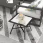 Mesa Auxiliar de Jardín con Encimera de Aspecto Piedra Gris y Estructura Negra 55x55x46 cm Mesita de Exterior Compacta