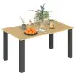 Mesa de Jardín Rectangular de Acero 150x90x73 cm para 6 Personas con Orificio para Sombrilla Diseño con Lamas Marrón Mesa de Jardín Rectangular de Acero 150x90x73 cm para 6 Personas con Orificio para Sombrilla Diseño con Lamas Marrón