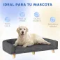 Sofá para Perros Grandes Cama Elevada para Perros con Cojín Lavable y Patas de Madera Carga 30 kg 98x67x25cm Gris Oscuro
