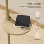 Lámpara de Pie Moderna con Estante Pantalla de Lino Interruptor de Cadena y Puerto USB Ø40x170 cm para Salón Dorado