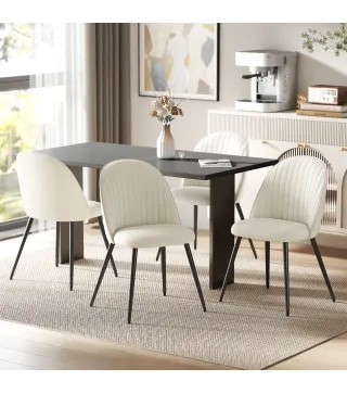 Pack de 4 Sillas de Comedor Modernas Sillas de Cocina Tapizada en Terciopelo con Respaldo Bajo 50x52x83 cm Crema