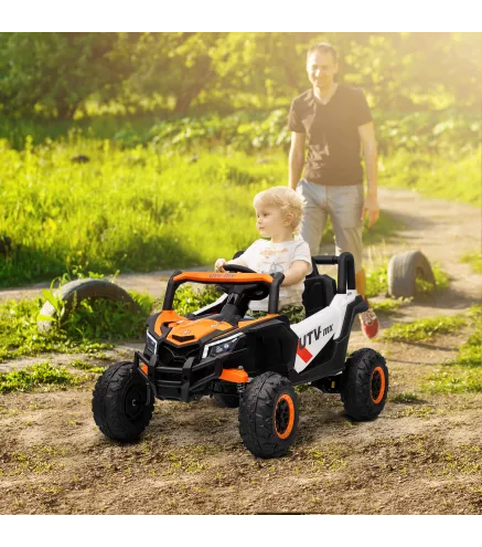 Coche Eléctrico para Niños UTV 12V con 2 Motores Control Remoto Velocidad hasta 7 km/h Sistema de Suspensión Naranja