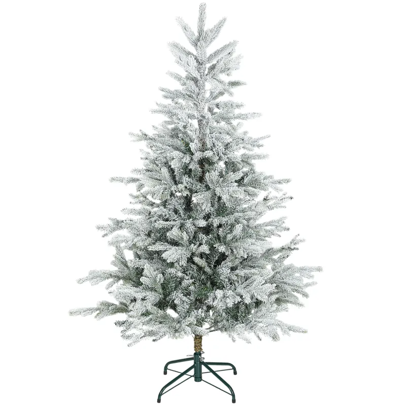Árbol de Navidad Nevado 150 cm con 828 Ramas Base Plegable Diseño por Secciones Fácil de Montar