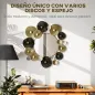 Adorno de Pared Metálico con Espejo Decorativo para Salón Dormitorio Pasillo 84x84 cm Dorado y Negro Adorno de Pared Metálico con Espejo Decorativo para Salón Dormitorio Pasillo 84x84 cm Dorado y Negro