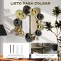 Adorno de Pared Metálico con Espejo Decorativo para Salón Dormitorio Pasillo 84x84 cm Dorado y Negro Adorno de Pared Metálico con Espejo Decorativo para Salón Dormitorio Pasillo 84x84 cm Dorado y Negro