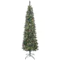 Árbol de Navidad Estrecho 210 cm con Luces LED 8 Modos de Iluminación Ramas con Purpurina Plateada Piñas Bayas Verde Árbol de Navidad Estrecho 210 cm con Luces LED 8 Modos de Iluminación Ramas con Purpurina Plateada Piñas Bayas Verde