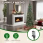 Árbol de Navidad Estrecho 210 cm con Luces LED 8 Modos de Iluminación Ramas con Purpurina Plateada Piñas Bayas Verde Árbol de Navidad Estrecho 210 cm con Luces LED 8 Modos de Iluminación Ramas con Purpurina Plateada Piñas Bayas Verde