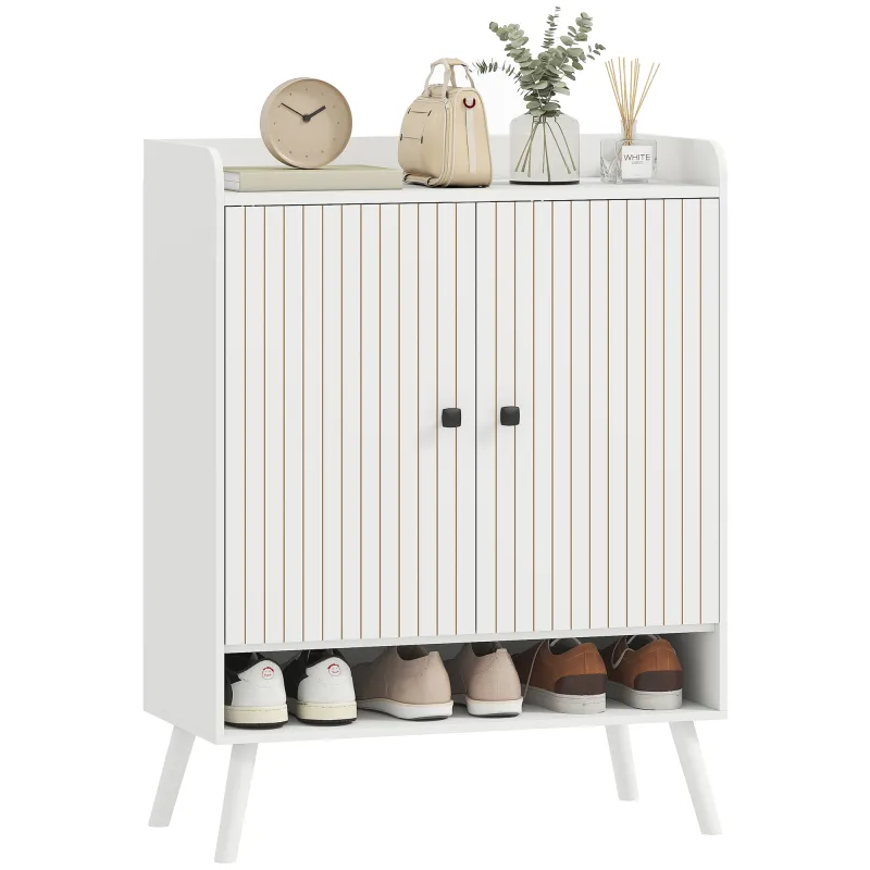 Zapatero Entrada Recibidor con Estantes Ajustables Compartimento Abierto para 15 Pares de Zapatos 75x35x97 cm Blanco