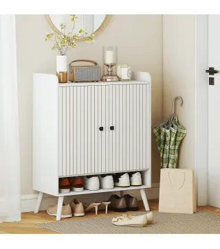 Zapatero Entrada Recibidor con Estantes Ajustables Compartimento Abierto para 15 Pares de Zapatos 75x35x97 cm Blanco