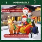 Papá Noel Hinchable con Trineo Pingüinos y Renos Luces LED Decoración de Navidad para Exterior e Interior 180x120x155 cm