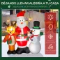 Papá Noel Inflable 150 cm con Reno y Muñeco de Nieve Luces LED e Inflador Eléctrico para Exterior Jardín Césped