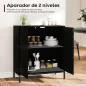 Aparador de Cocina Moderno Aparador para Salón con 2 Puertas Estante Ajustable y Base Elevada 80x40x90 cm Negro