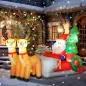 Papá Noel Hinchable con Trineo y Renos Inflables de Navidad con Luces LED para Exterior e Interior 216x90x150 cm