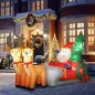 Papá Noel Hinchable con Trineo y Renos Inflables de Navidad con Luces LED para Exterior e Interior 216x90x150 cm