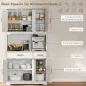 Alacena de Cocina con 6 Puertas Encimera para Microondas 2 Cajones Estantes Ajustables Orificio para Cable Blanco