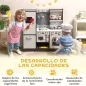 Cocina de Juguete de Madera con Sonido Accesorios de Acero Inoxidable para Niños a Partir de 3 Años Marrón Oscuro