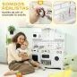 Cocina de Juguete de Madera con Sonido y Cortinas Accesorios de Acero Inoxidable para Niños a Partir de 3 Años Blanco