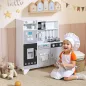Cocina de Juguete de Madera con Sonido Accesorios de Acero Inoxidable para Niños a Partir de 3 Años Blanco