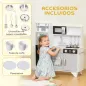 Cocina de Juguete de Madera con Sonido Accesorios de Acero Inoxidable para Niños a Partir de 3 Años Blanco