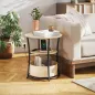 Mesa Auxiliar Redonda de 3 Niveles con Estación de Carga 3 Estantes y Bolsa para Salón Dormitorio Ø50x55,1 cm Natural