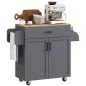 Isla de Cocina con Ruedas con Cajón Armario con Puertas Toallero y Especiero 105x36x85 cm Gris