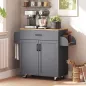 Isla de Cocina con Ruedas con Cajón Armario con Puertas Toallero y Especiero 105x36x85 cm Gris