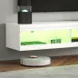 Mueble de TV Suspendido con Luces LED con Control Remoto Compartimentos Orificios Pasacables 140x40x30 cm Blanco Brillo Mueble de TV Suspendido con Luces LED con Control Remoto Compartimentos Orificios Pasacables 140x40x30 cm Blanco Brillo