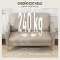 Sofá de 2 Plazas Tapizado en Microfibra con Patas de Madera Reposabrazos 130x78x85 cm Crema