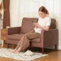 Sofá de 2 Plazas Tapizado en Microfibra con Patas de Madera Reposabrazos 130x78x85 cm Marrón